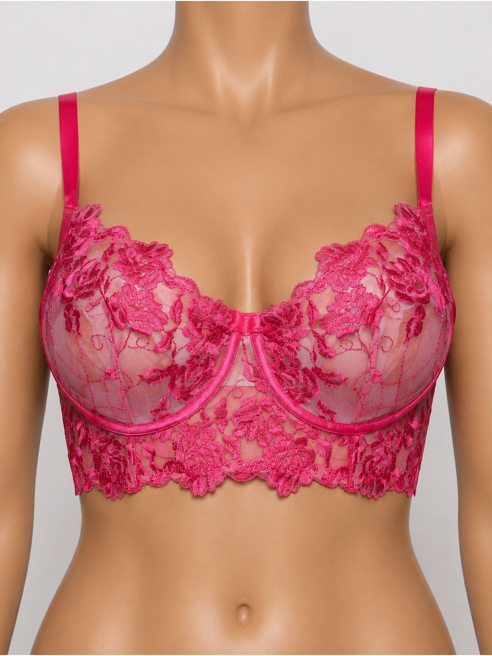 Torrid Curve Size 1 Plus Pink Lace Longline Bralette NWOT Discontinued